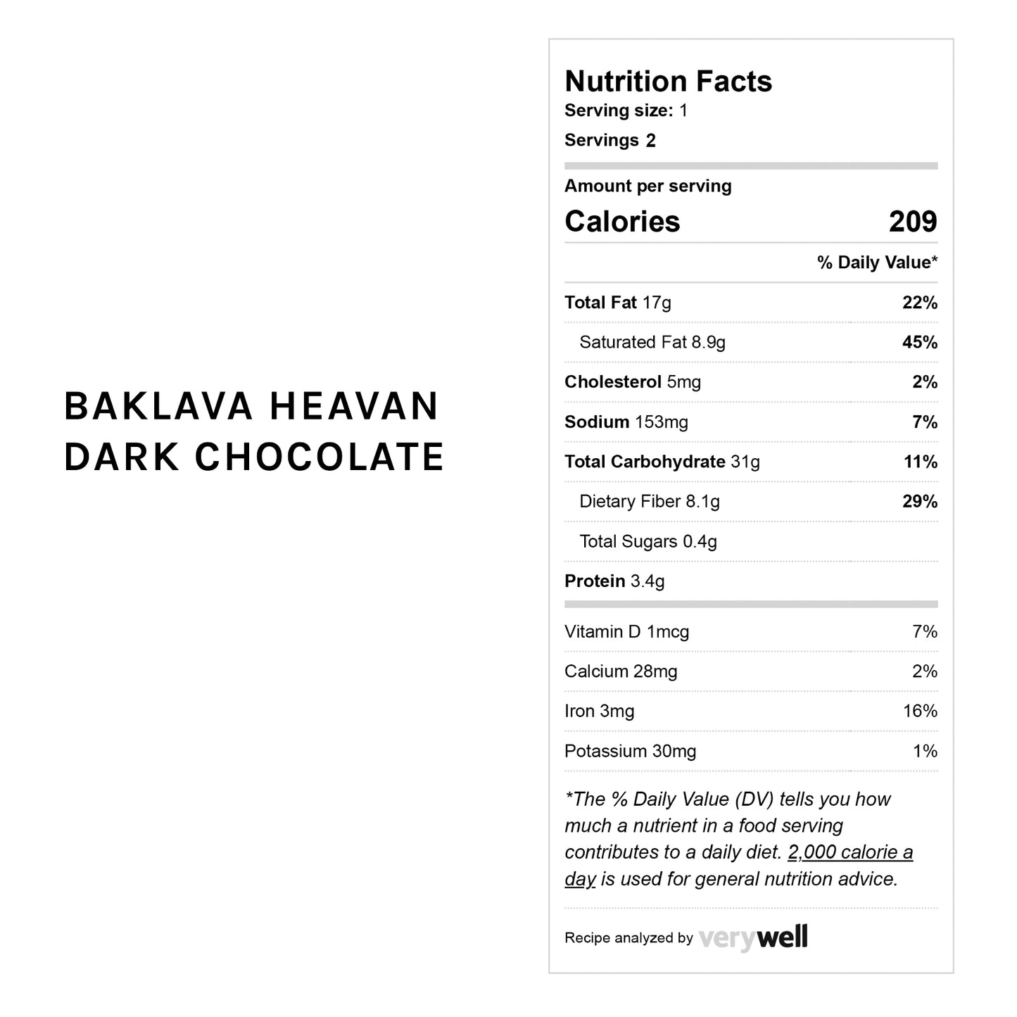Baklava Heaven Dark Chocolate (Sugar Free)