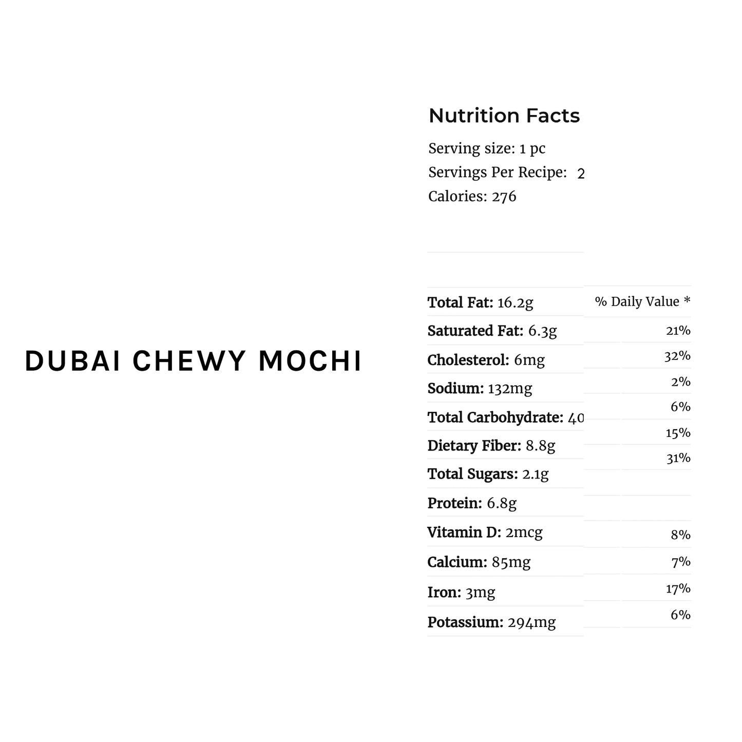 Dubai Chewy Mochi (No sugar added); Preorder only
