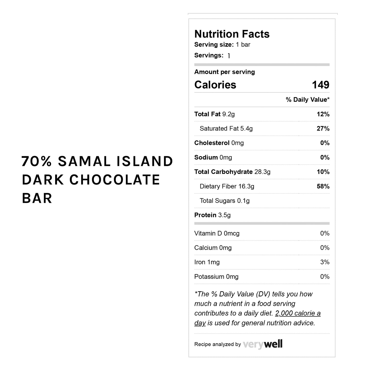 70% Samal Island Dark Chocolate (Sugar Free)