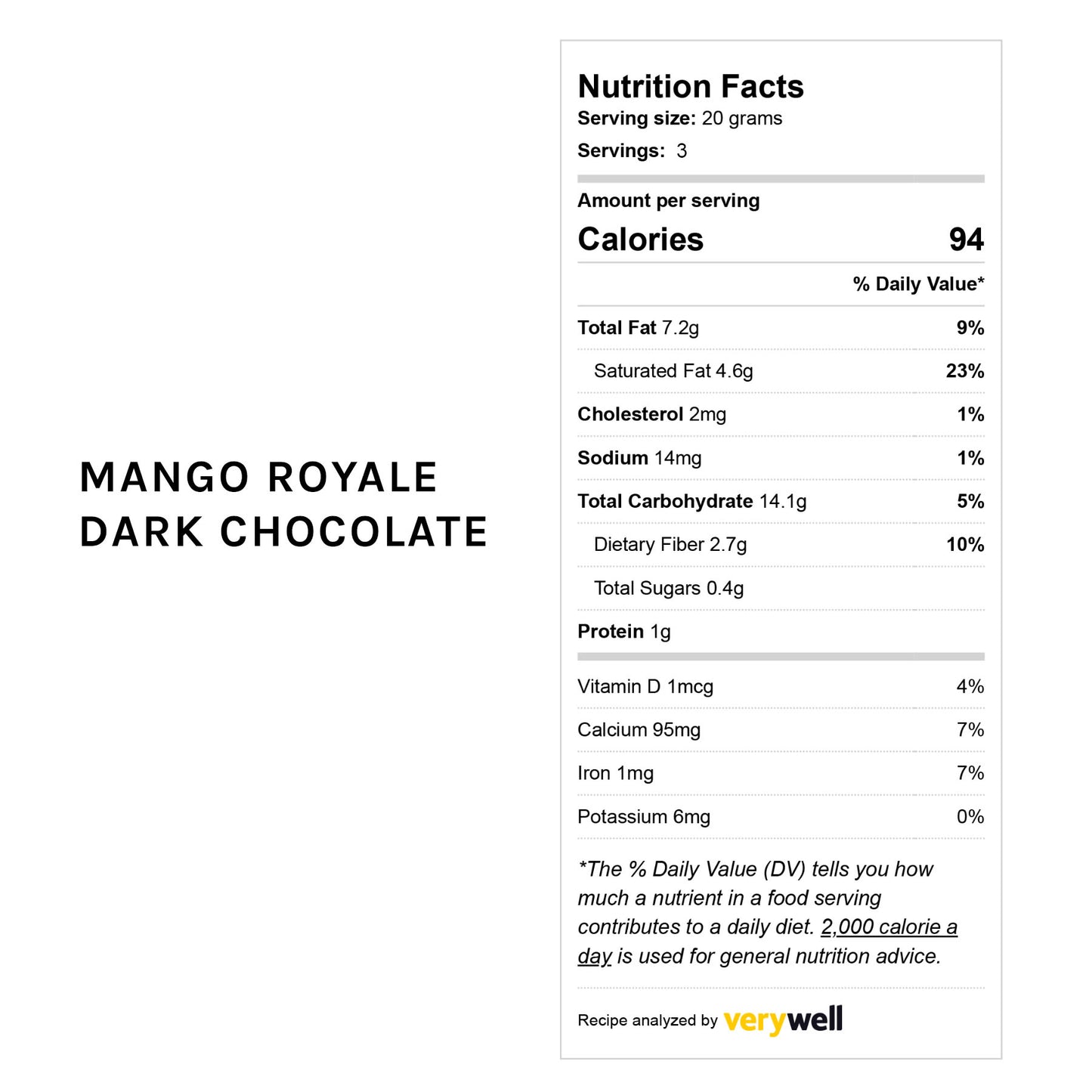 Mango Royale Dark Chocolate (No sugar added)