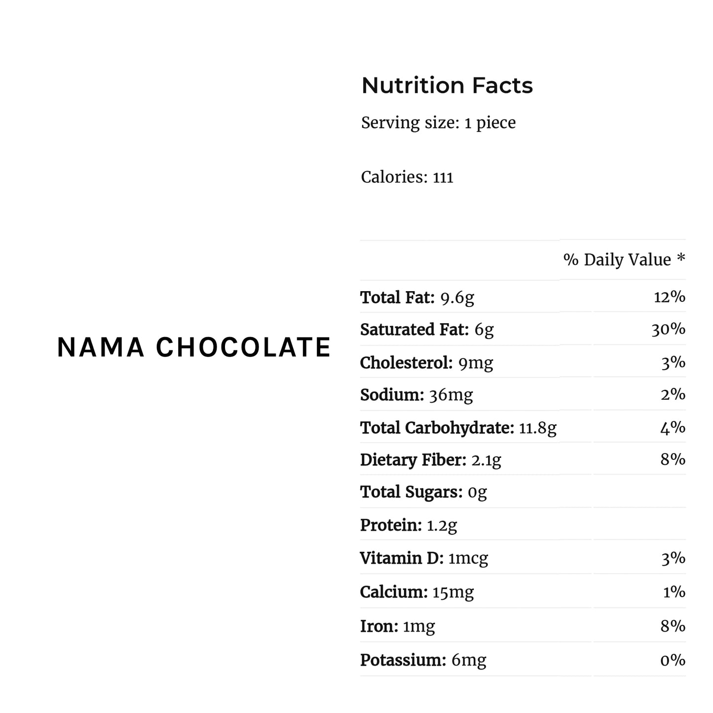 No Sugar Added Nama Chocolate