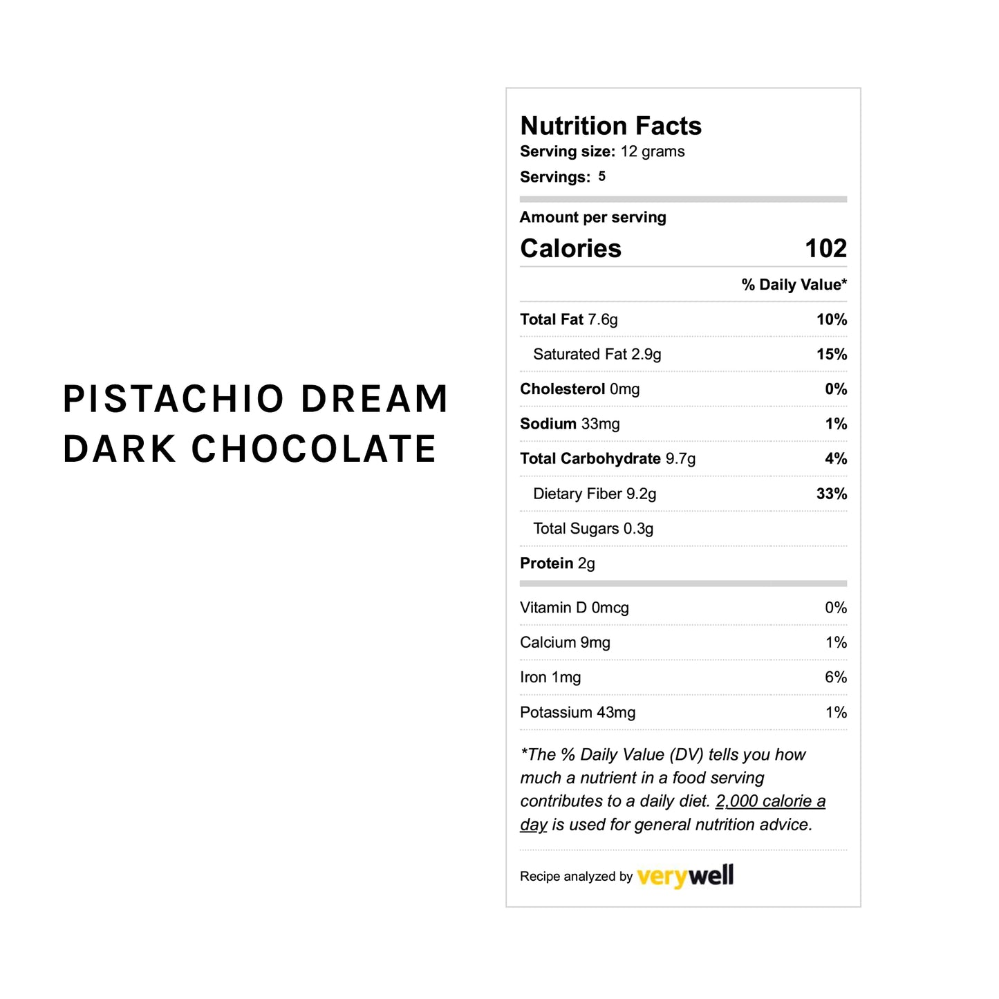 Pistachio Dream Dark Chocolate No Sugar Added (for October 26, 2024)